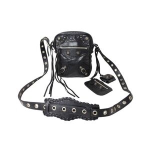 BALENCIAGA Le Cagoule Shoulder Bag Black
